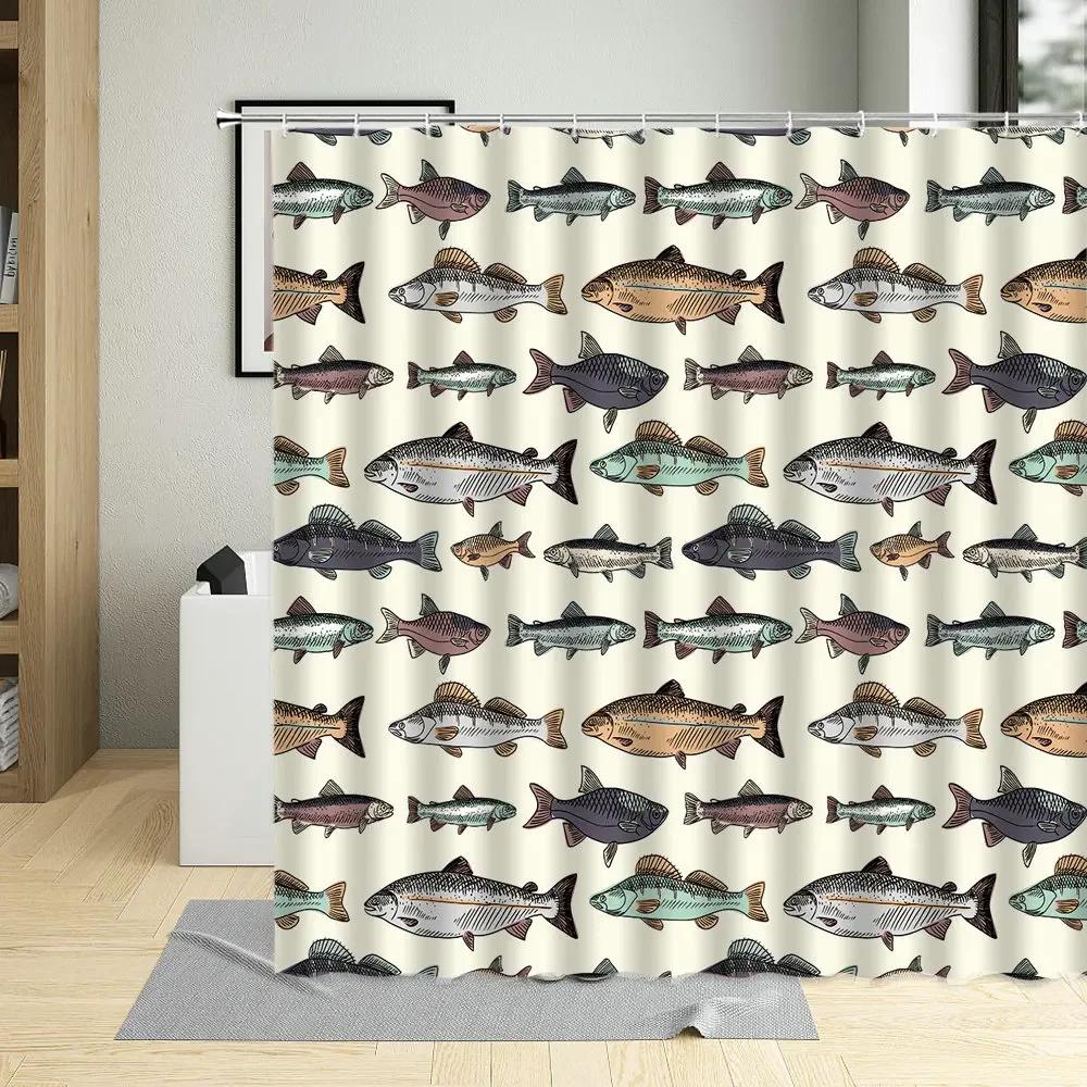 3D Shower Curtains Bathroom Waterproof Cartoon Lovely Fish Child Bathtub Decor Curtains Polyester Fabric Screen With Hooks