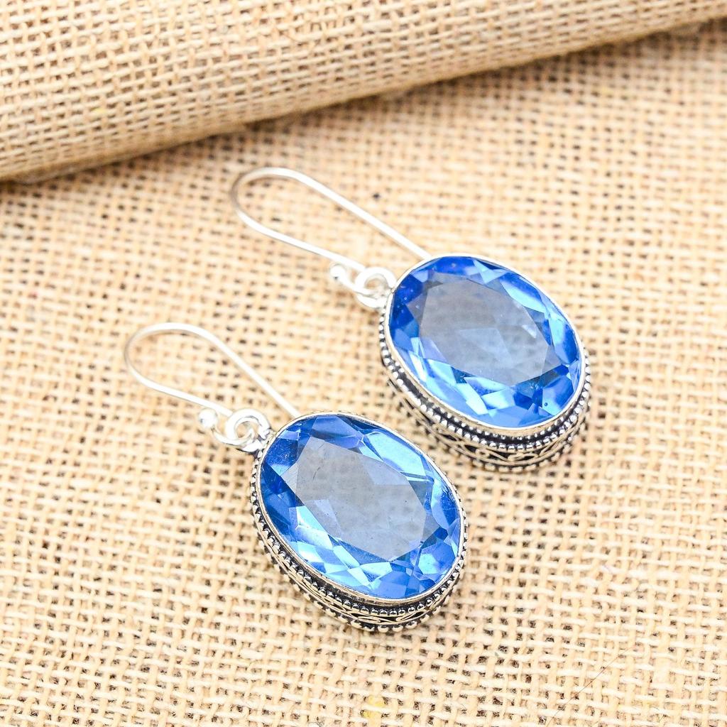 Wonderful Tanzanite Gemstone 925 Sterling Silver Jewelry Handmade Earrings For Wedding Gift