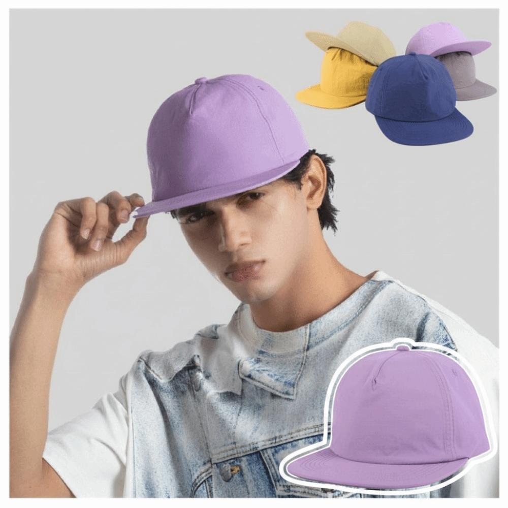 Flat Brim Baseball Hats Quick Drying Snapback Cap Fashion 5 Panel Peaked Hat  for Men and Women