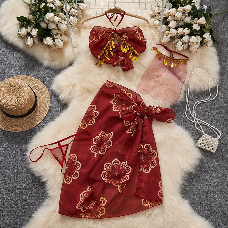 Bow Splicing Lace Edge Y2K Grid Lace-up Neck-mounted Top Sets Women Clothes Block Color Sexy Hot Sweet Mini Skirt Suits Lingerie