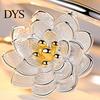 Smooth Women Ring Exquisite Double-layer Lotus Shape Opening Adjustable Lady Circlet Gift Knuckle