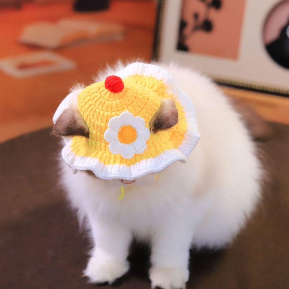 Refined Elastic Cat Knitted Hat Soft Skin-Friendly Winter Dog Cap Handmade Craft Comfortable To Wear Pet Cosplay Headwear