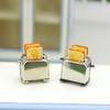 Dollhouse Miniature Toaster Model With Toast Pieces For Kitchen Breakfast Scene Doll House Furniture Decor Mini Appliances Toys