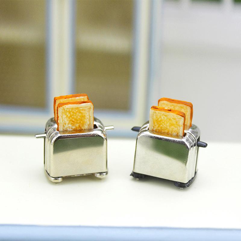 Mini Toaster With Toast Doll House Creative Kitchen Breakfast Mold Cute Home Decor