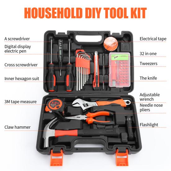 52Pcs/Set Household Tools Kit DIY Repair Hand Tools Set Screwdriver Hammer Wrench