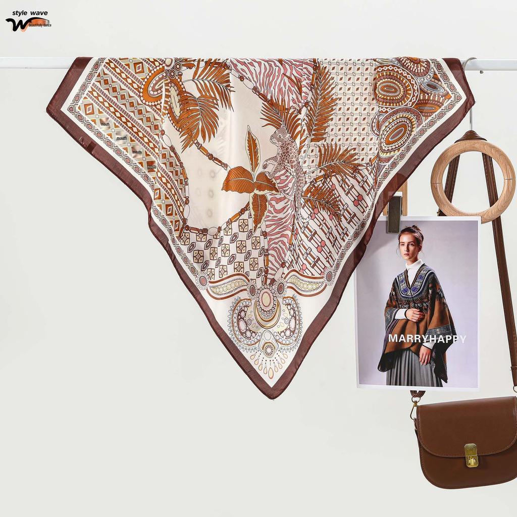 Summer Silk Scarf: Sun Protection Headband for Women - Printed Square Neck Scarf