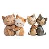 2D Flat Cat Wooden Dog Couple Sculpture Enthusiast Gift Light and Dark Wood Grain Desktop Entrance Desk Accessories