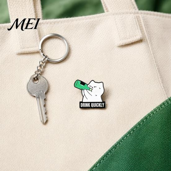 Alloy Enamel Brooch Outfit for Men & Women, Cartoon Kitten Drinking Colorful Badge Wine Pin, Decorative Accessory Jackets Bags Hats Pin