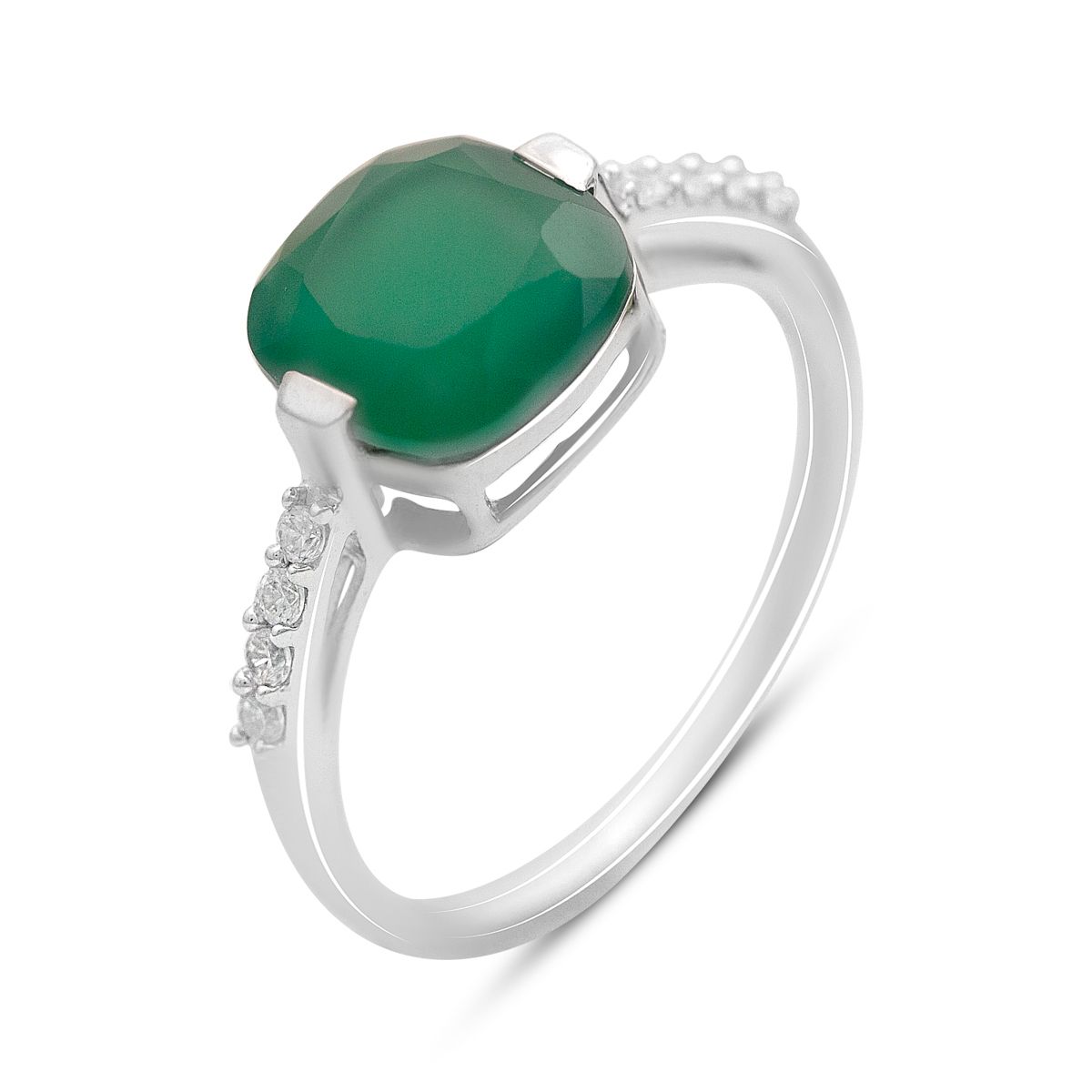 

Срібний перстень з натуральним агатом 2.96ct, вага виробу 2,34 гр (2173618) 17.5 смарагдовий