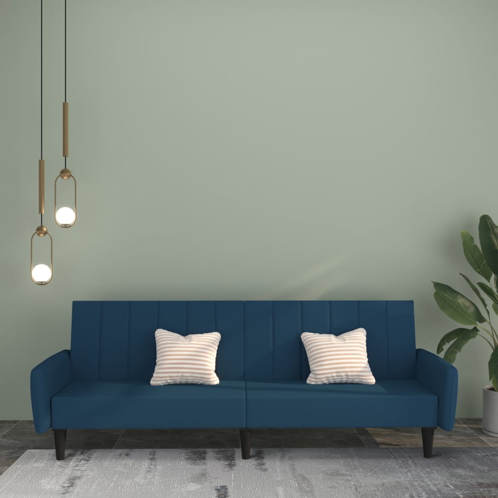 Buy Sofa Bed 2 Seater Blue Velvet at affordable prices — free shipping