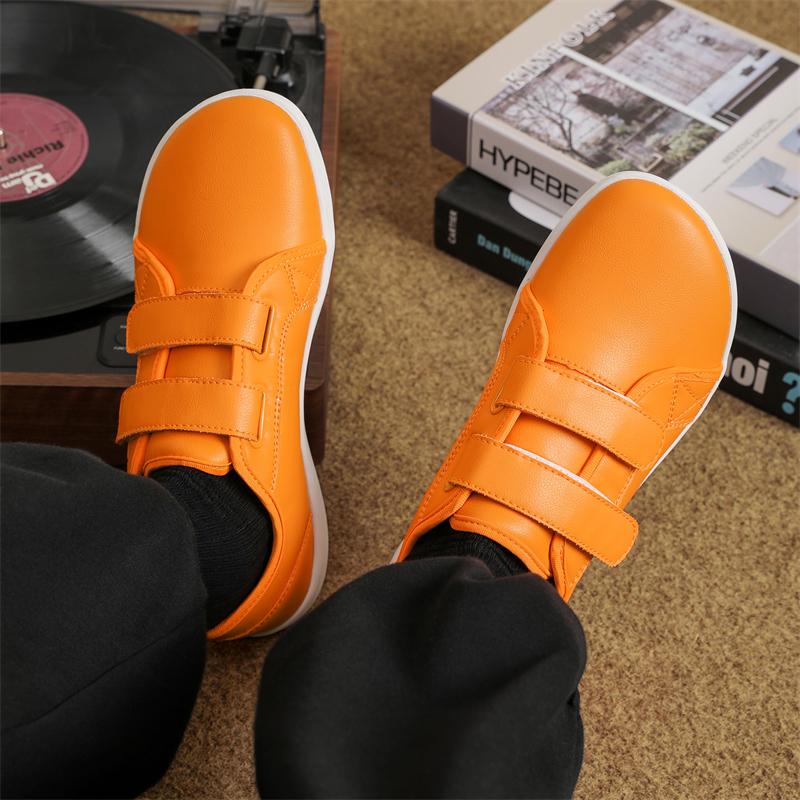 Men Barefoot Casual Flats Wide Palm Driving Shoes orange color Wide Head Walking Shoes White Shoes Large Size