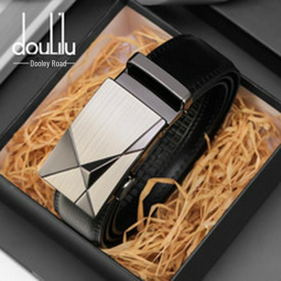 Dulilu Men's Two-Layer Leather Pin Buckle Casual Belt