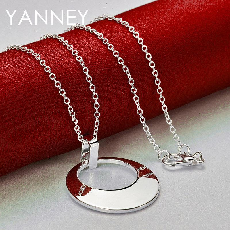 New 925 Sterling Silver Jewelry 16-30 Inches Fine 35MM Round Moon Necklace For Women Men Fashion Christmas Wedding Party