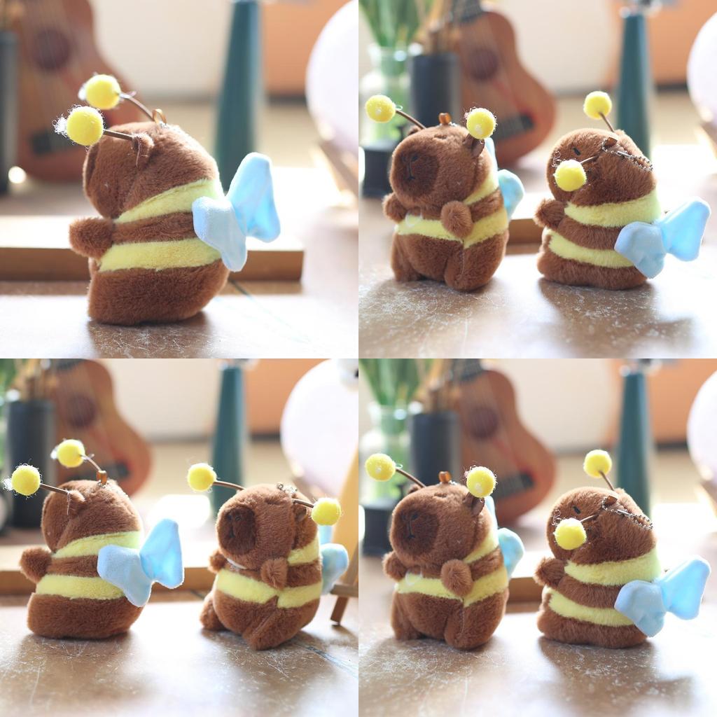 Bee Capybara Plush Keychain Vibrating Wings Pp Cotton Super Soft Stuffed Animal Bag Charm Gift