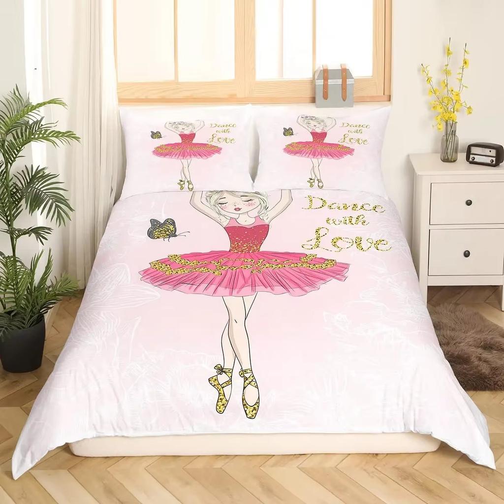 Ballet Girl Down Comforter Set Bedding Set 3-piece Duvet Cover Set