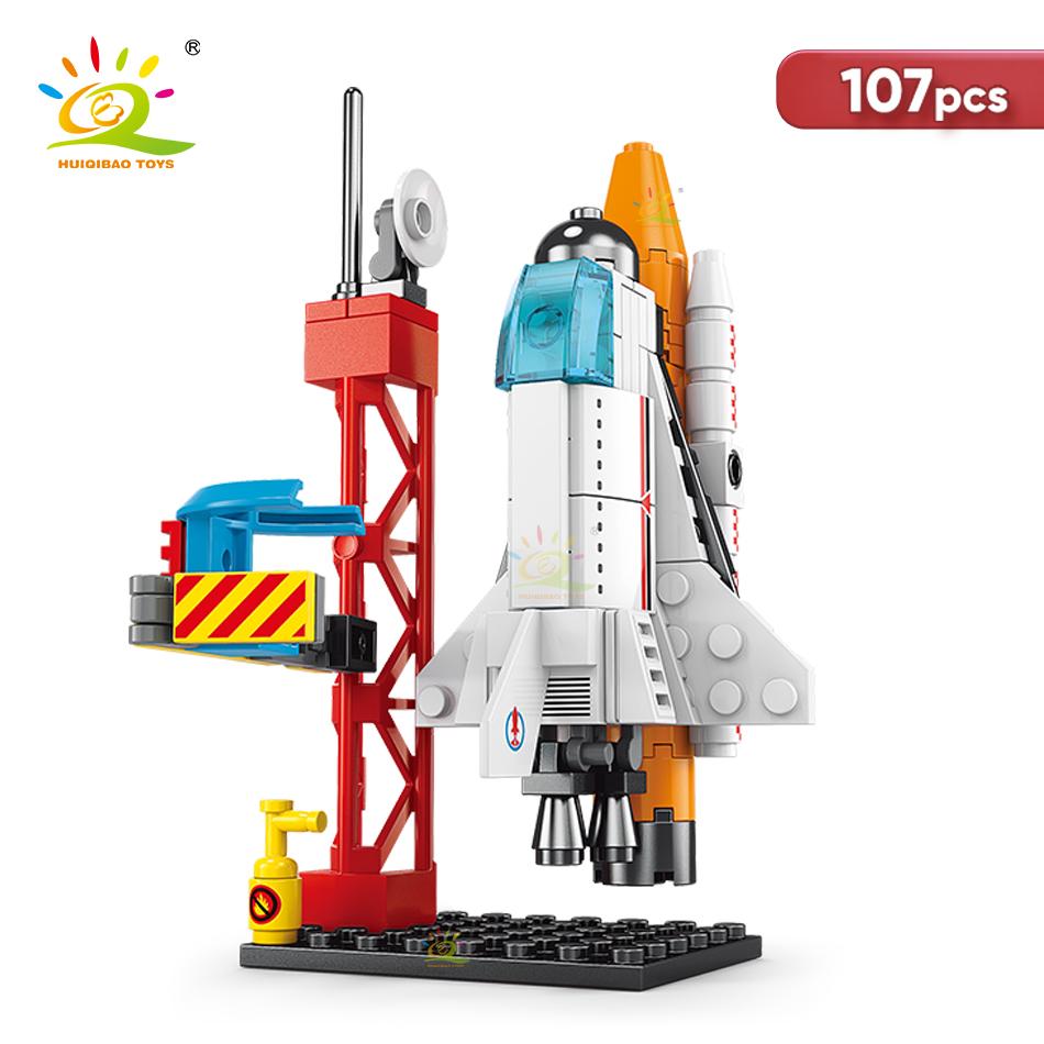 Mini Aviation Manned Rocket Model Building Blocks Space Aerospace Station Bricks City Construction Toys for Children