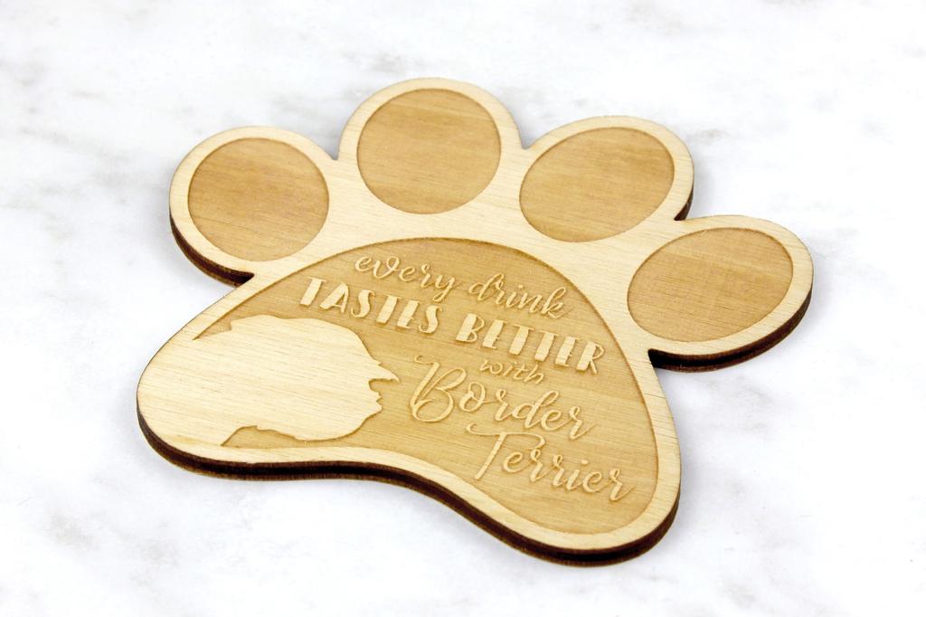 Border Terrier - Mug coaster, engraved coaster with dog, gift for dog lover by Art-Dog brand