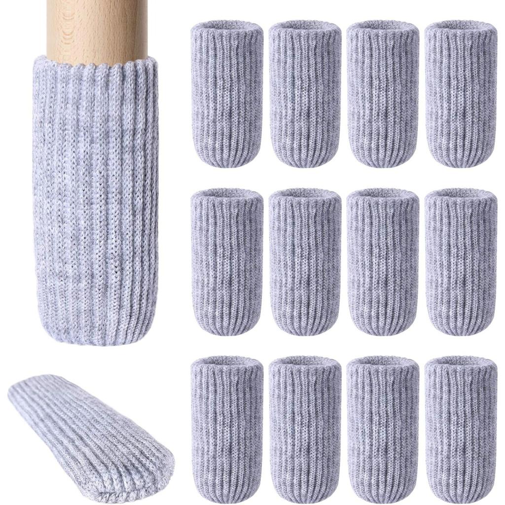 Furniture Leg Socks - Coffee Knitted Furniture Socks, Double Thickness Chair Leg Floor Protectors, High Elastic Chair Leg Covers Furniture Caps Set