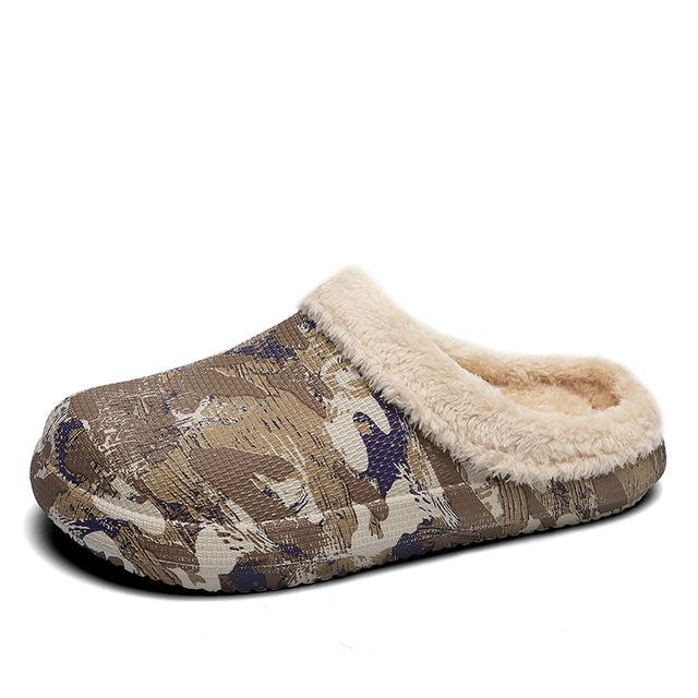 Winter Neu Indoor Herren Mode Plus Samt Pantoletten Outdoor Warm Zuhause Weiche Baumwollschuhe Rutschfeste Dicke Sohle Baumwollpantoffeln 38.5 khaki