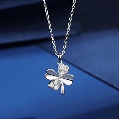 S925 Sterlingsilber Kleeblatt-Halskette für Damen - Koreanischer Stil Schlüsselbein-Kette