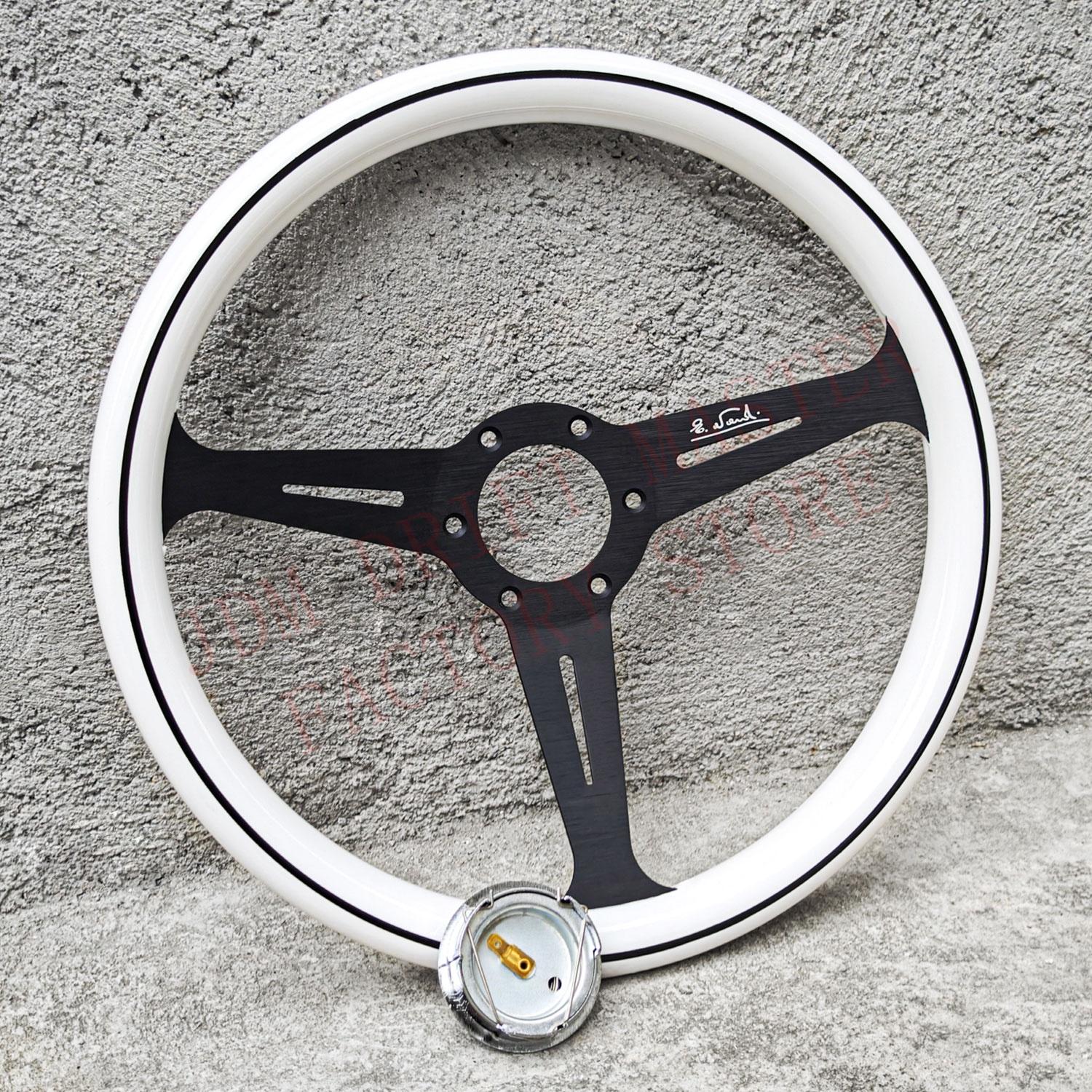 14Inch 358mm Classic Wooden Steering Wheel Universal Racing Sport Steering Wheel 74mm PCD черный белый