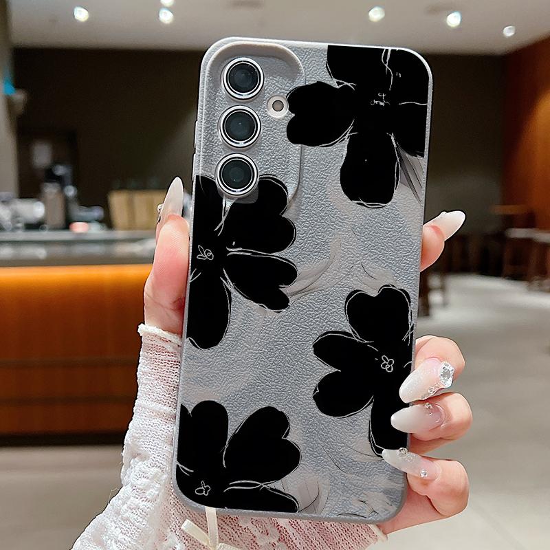 Pink Peony Floral Case For Samsung S26 Ultra S25 Edge S24 S23 Plus S22 S21 FE A15 A16 A17 A35 A36 A54 A55 A56 A57 5G Leather Texture Soft Cover