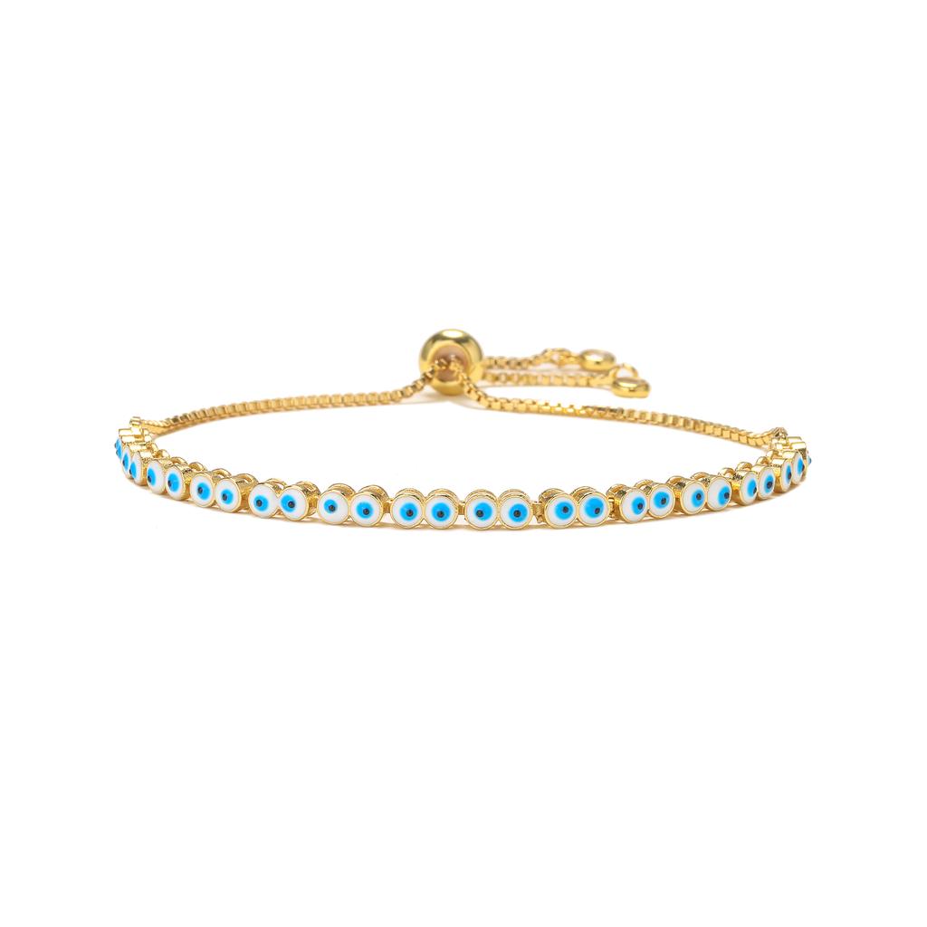 HECHENG,18KGold Plated Eye Bracelet ,Fashion Enamel Opening Adjustable Bracelet for Women Brass Bracelet, Zircon Wholesale