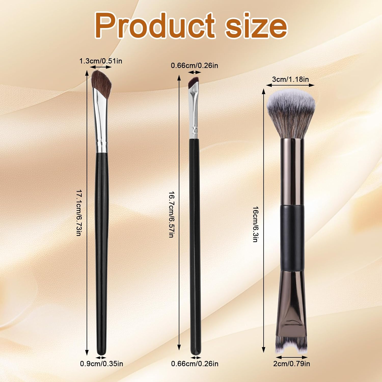 3pcs Sculpting Dual-End Nose Brush, Black U-Shaped 2-in-1 Noses Contour Brushes Angled Makeup Brush Nose Double Ended Shadow Shaper for Sculpting