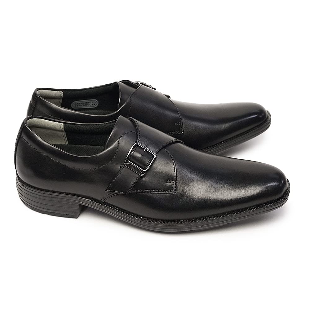 

MoonStar BW4602 Men s Business Shoes Monk Strap Genuine Leather Lightweight Balance Works Belt Antibacterial Deodorant 26.5cm Black чёрный