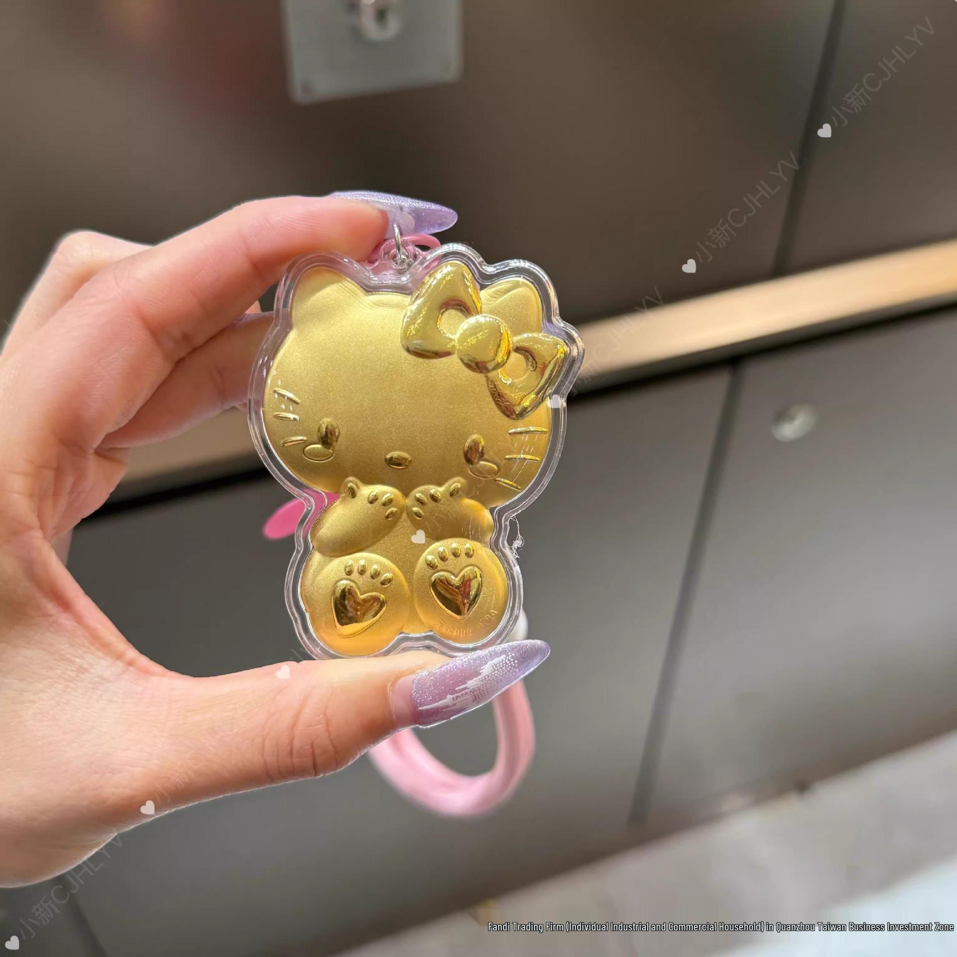 Pure Gold KT Cat 20mg Golden Keychain Pendant for Phone or Bag Gold-Infused Charm