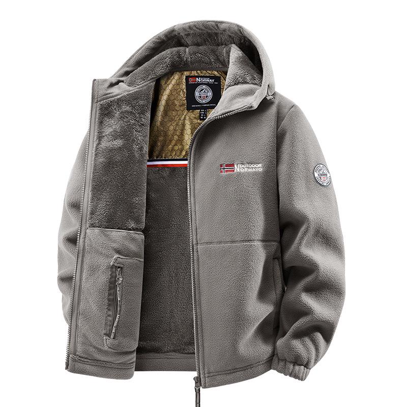 Winter-Fleecejacke für Männer mittleren Alters und ältere Männer - Warme Sportbekleidung, Norwegischer Stil M graue