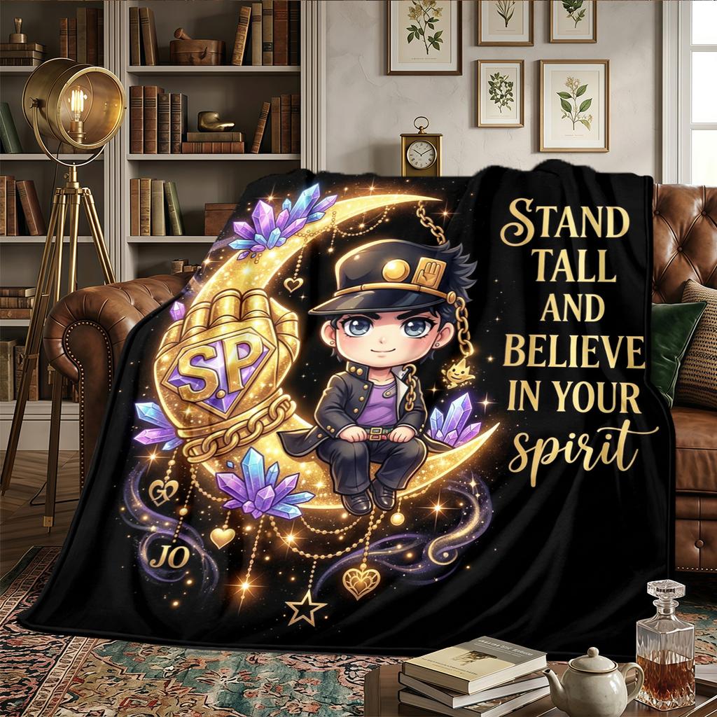 JoJos Bizarre Adventure Bedruckte Flanelldecke Warm Bequem, Für Schlafzimmer, Sofas, Reisen -HE31