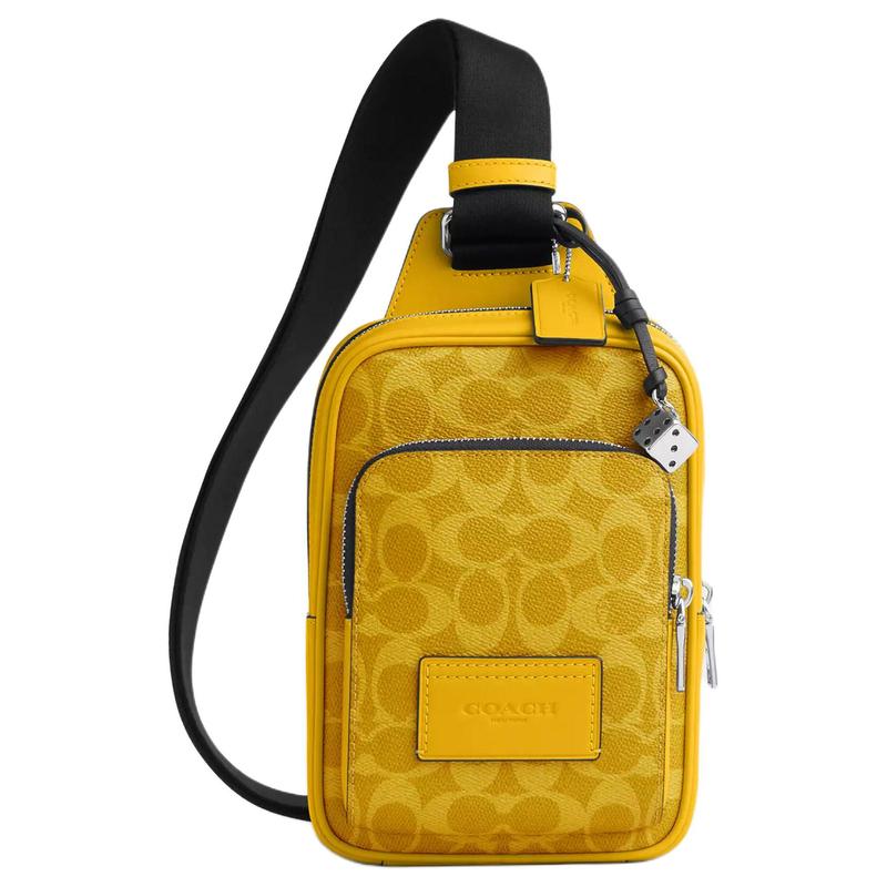 

COACH RACER 14 zipper closure coated canvas chest bag mini men s yellow (including pendant) жовтий
