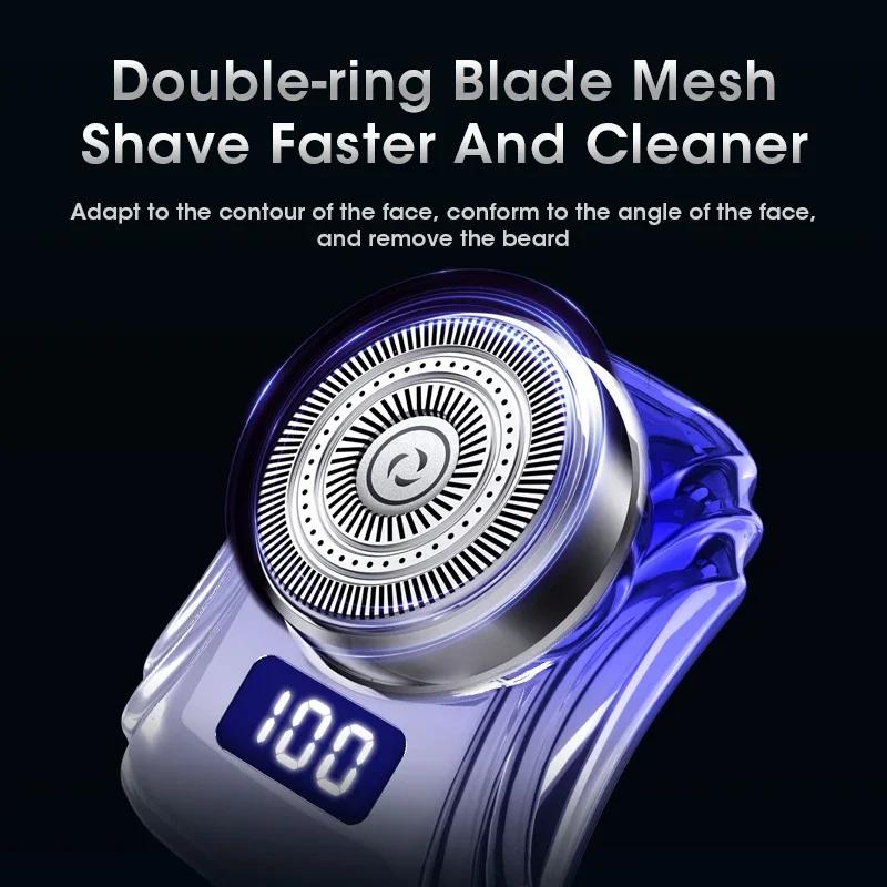 Waterproof Electric Shaver Mini Shavers Portable Male Travel Shaver with Digital Display USB Rechargeable Dry Wet Shave Razor