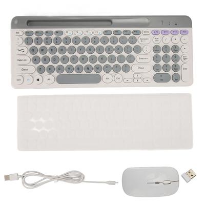 Wireless Keyboard Mouse Set Rechargeable Retro Style 2.4G Wireless Bluetooth Keyboard Mouse Set