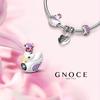 GNOCE Peacock Charm 925 Sterling Silver Rose Gold Emerald Amethyst Bracelet Bead Luxury Jewelry