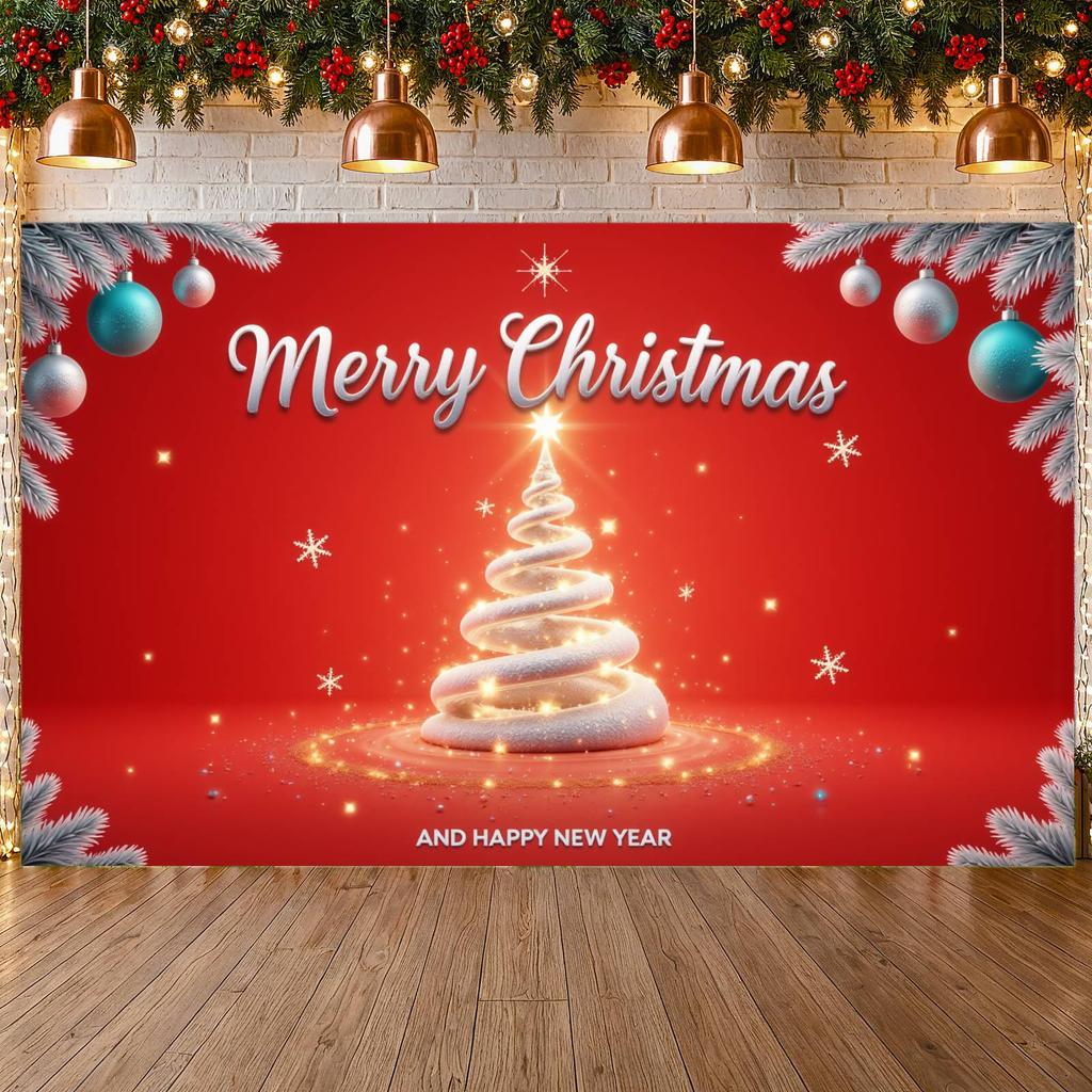 Christmas Backdrop Snowflake Pattern Christmas Event Banner Christmas Party Banner Shiny Xmas Banner For Indoor Celebration
