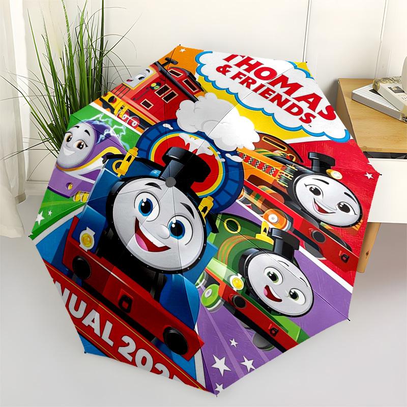 

Thomas, Friends Themed Automatic Opening and Closing Umbrella, Compact Travel Umbrella, Lightweight and Portable, Suitable for Beach Commuti