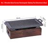ZISIZ Korean Style Rectangular BBQ Grill Plate with Wooden Base