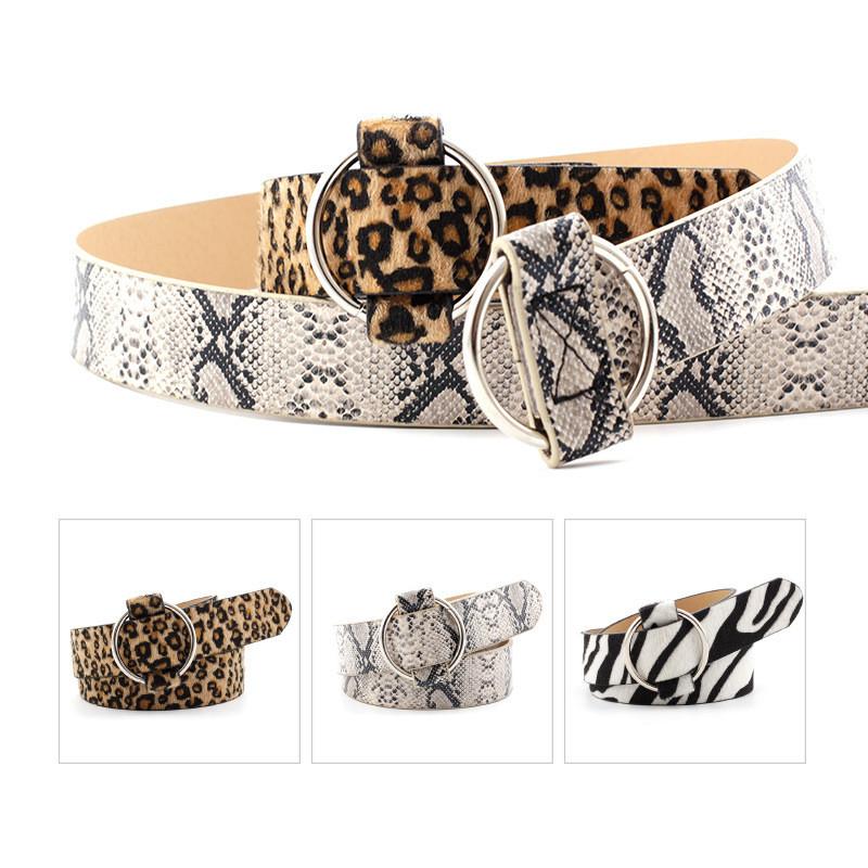Womens Versatile Wide Noloop Belt In Fashionable Animal Textures For Contemporary Styles Casual