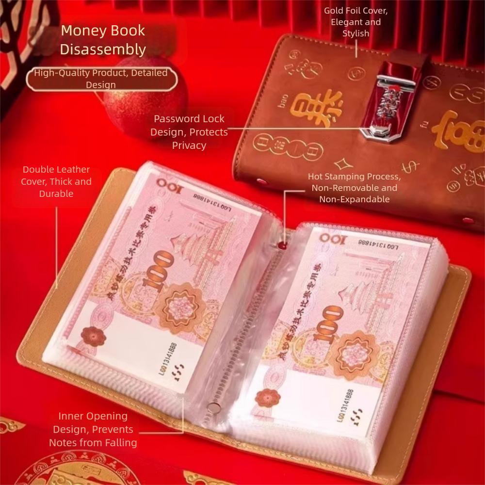 Large Capacity 100 Envelopes Money Saving Challeng PU Savings Challenges Book  for Couples