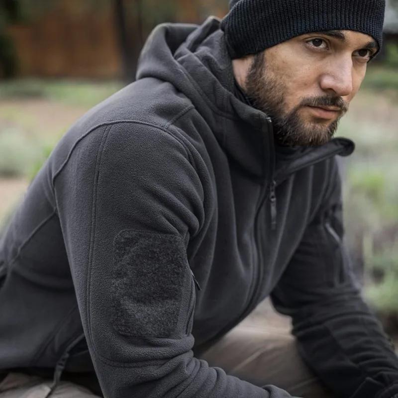 Winter Fleece Jacket Men Warm Polar Outdoor Hoodie Coat Pocket Casual Full Zip Sport Hiking Jacket
