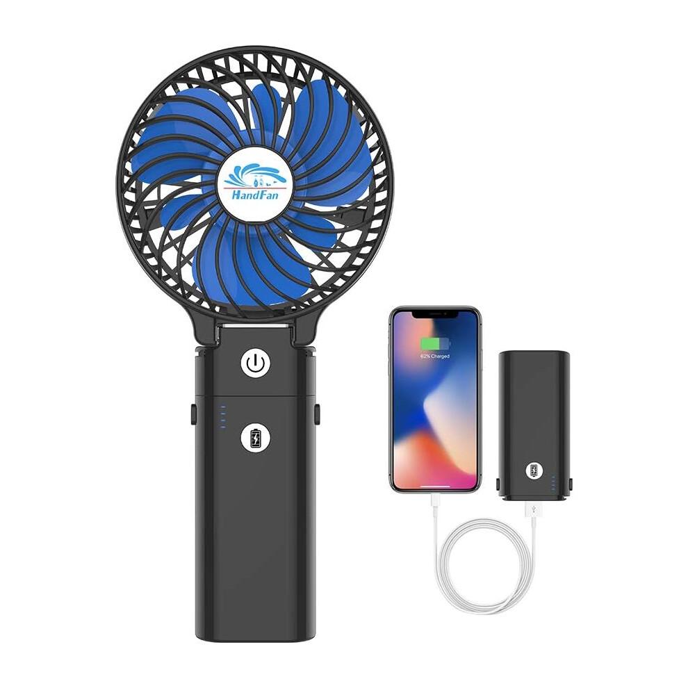 Multipurpose Design Portable Handheld Fan, Travel Outdoor Rechargeable Battery Operated, Long Cooling Time, Folding Desk Fan, USB Charging Capability