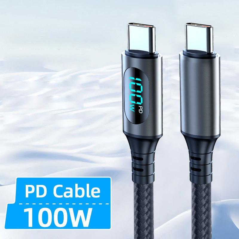 Ultra-Super Fast Charge Cable-6A 120W USB A To Type C Nylon Data Cord with Led Digital Display Cable