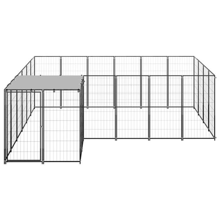 VidaXL Chenil Noir 8,47 m² Acier Enclos pour Chiots Cage Chiens Extérieur 3082212