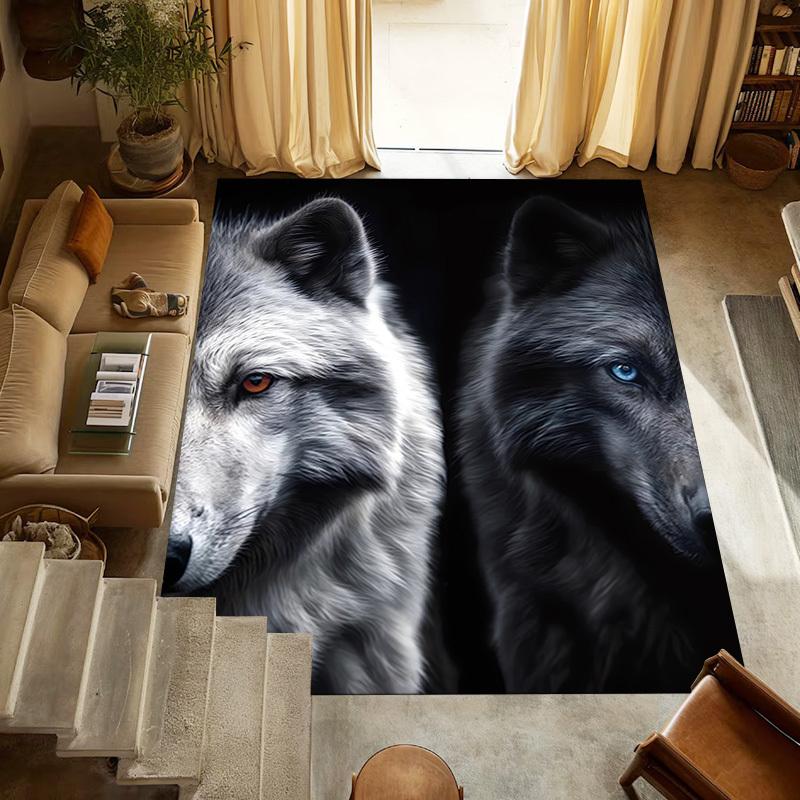 1pc Wolf Eyes Themed Rug for Home Decor, Non-slip Office Carpet, Chair Mat, Outdoor Mat, Christmas and Halloween Gifts-0731078