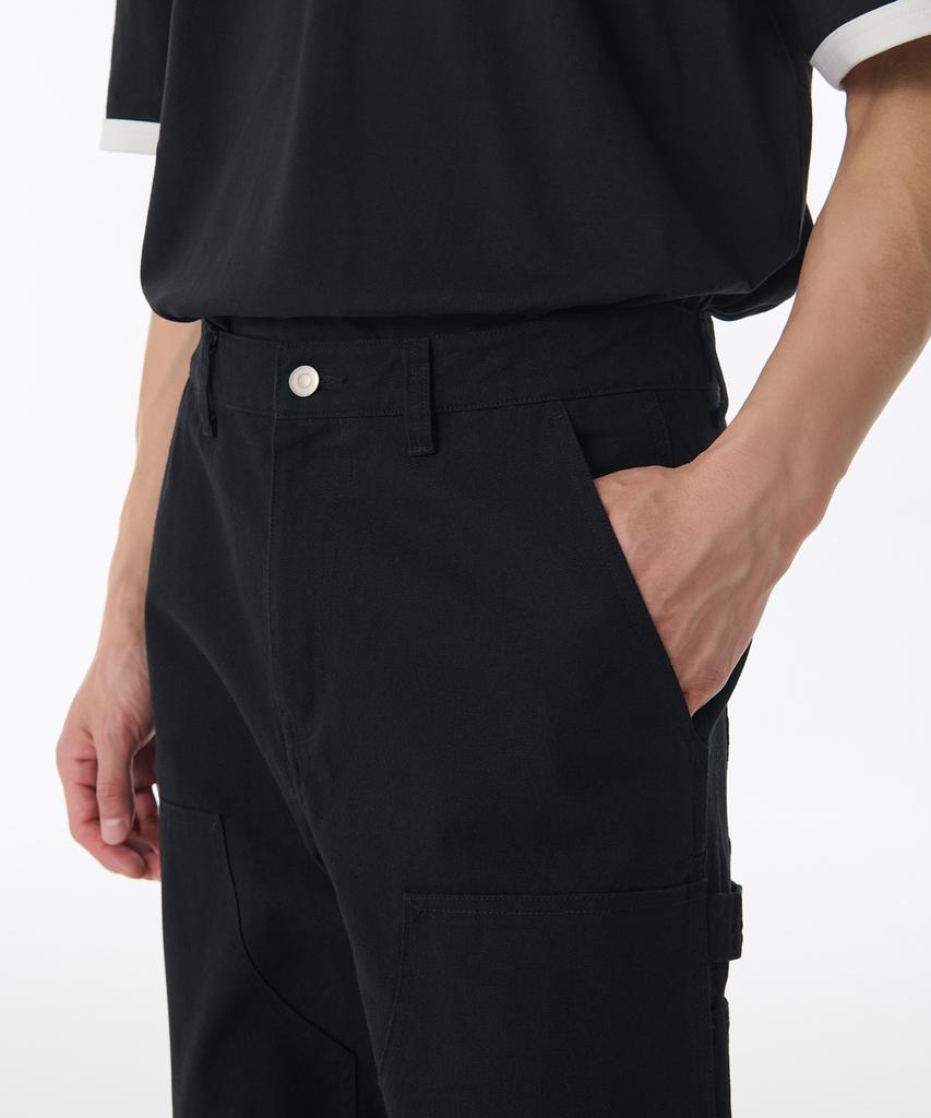 MUSINSA STANDARD Canvas Regular Fit Double Knee Carpenter Pants [Black]