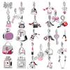 Sweet Pink Copper Metal Perfume Bag Heel Bow Charm Bead Component Bead Component Compatible With Authentic Original Bracelet High Quality Fine