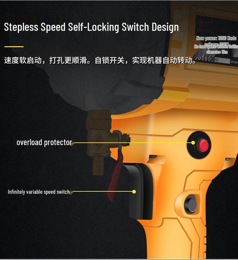 High-Power Handheld Wet/Dry Core Drill for Concrete and Water Drilling