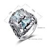 Vintage 100% 925 Sterling Silver Rings Aquamarine Triangle Woman Ring Blue Birthday Party Banquet Creative Fine Jewelry 2022 New